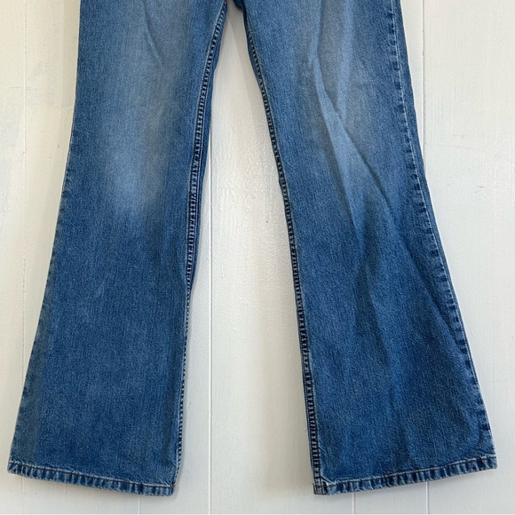 Express Y2K 90s Denim Blue Low Rise Button Fly Hipster Flare Jeans Size 7/8. - Picture 5 of 10
